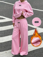Moletom Conjunto Com Capuz E Calça Wide Leg