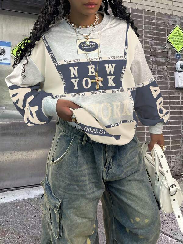 Moletom Oversized New York College Streetwear