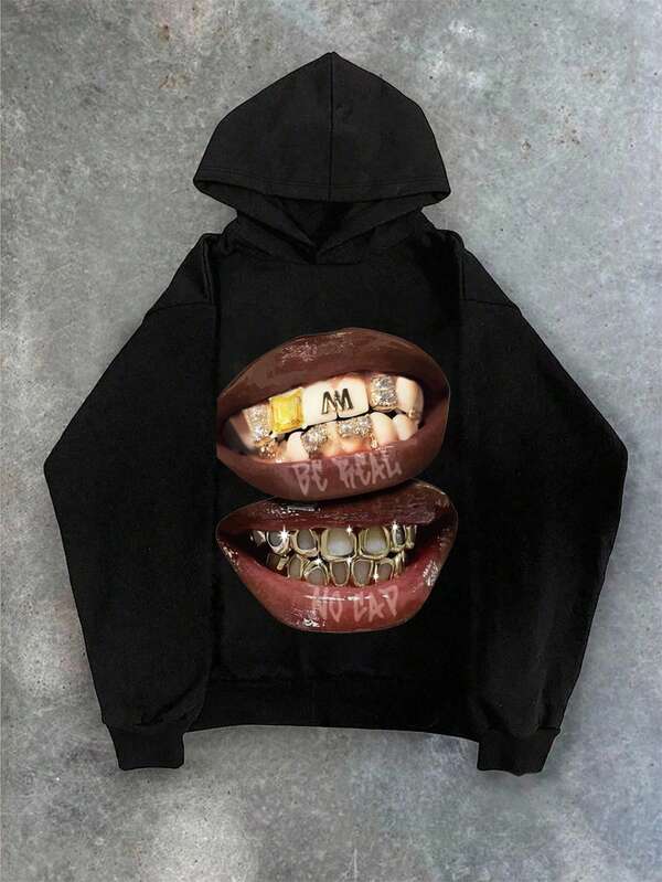 Moletom Oversized Lips Graphic Streetwear