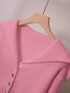 Conjunto Tricô Canelado Com Cardigan E Calça Wide Leg