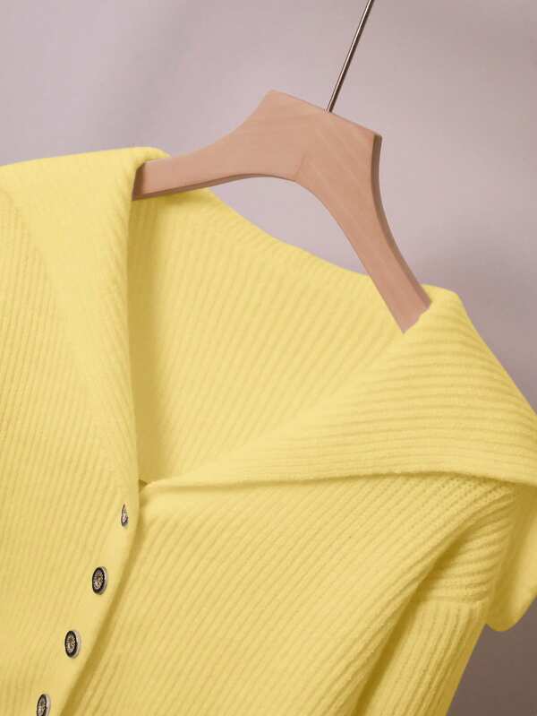 Conjunto Tricô Canelado Com Cardigan E Calça Wide Leg