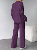 Conjunto Tricot Gola Alta Oversized Wide Leg Casual