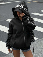 Moletom Com Zíper Script Hoodie Streetwear