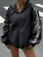 Moletom Com Zíper Script Hoodie Streetwear