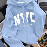 Moletom NYC Com Zíper E Estampa Varsity