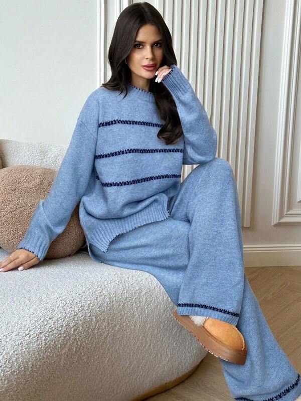Conjunto Tricot Relaxed Fit Com Detalhes Minimalistas