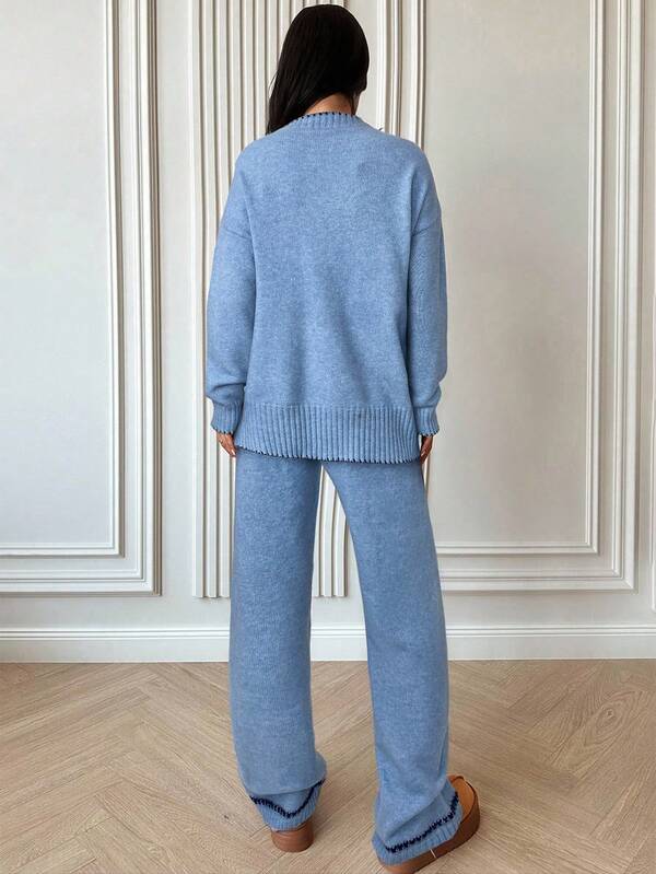 Conjunto Tricot Relaxed Fit Com Detalhes Minimalistas