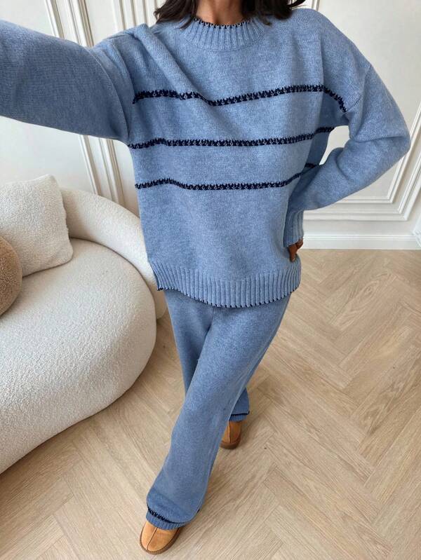 Conjunto Tricot Relaxed Fit Com Detalhes Minimalistas