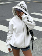 Moletom Com Zíper Script Hoodie Streetwear