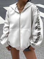 Moletom Com Zíper Script Hoodie Streetwear