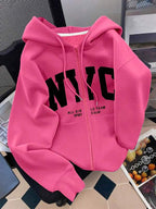 Moletom NYC Com Zíper E Estampa Varsity
