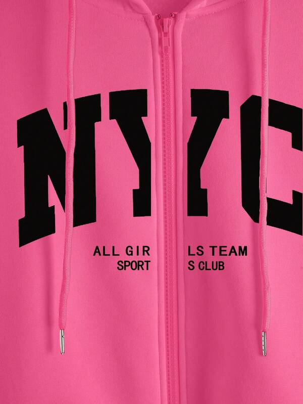 Moletom NYC Com Zíper E Estampa Varsity