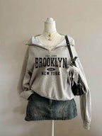 Moletom Brooklyn Com Gola Zíper E Estilo College