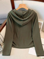 Conjunto Canelado Com Capuz E Calça Reta Minimalista