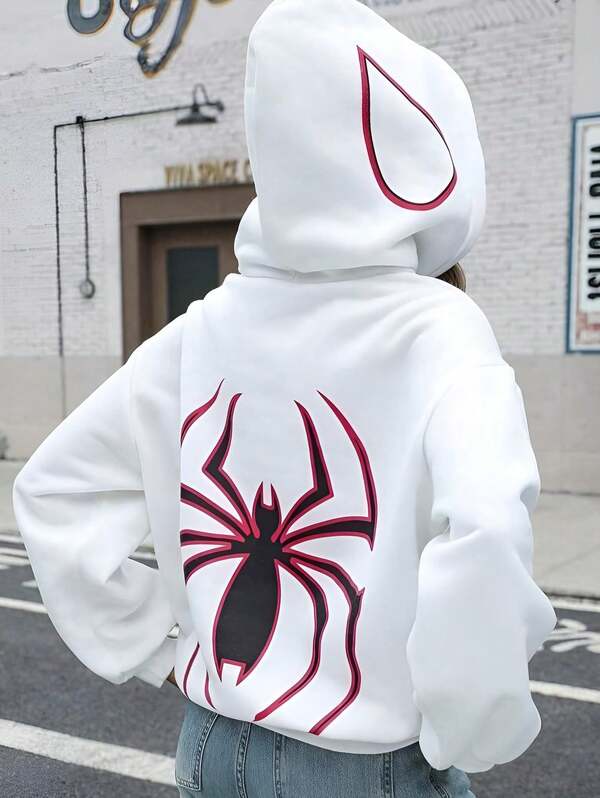 Moletom Com Capuz Spider Graphic Streetwear