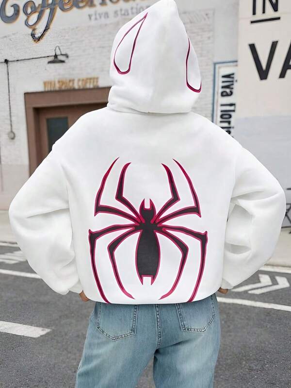 Moletom Com Capuz Spider Graphic Streetwear
