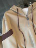 Conjunto Moletom Com Capuz Half Zip E Bordado Floral