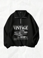 Moletom Vintage Carro Com Gola Zíper Oversized