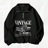 Moletom Vintage Carro Com Gola Zíper Oversized