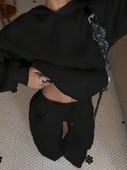 Conjunto Moletom Oversized Com Capuz Wide Leg Felpudo