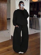 Conjunto Moletom Oversized Com Capuz Wide Leg Felpudo