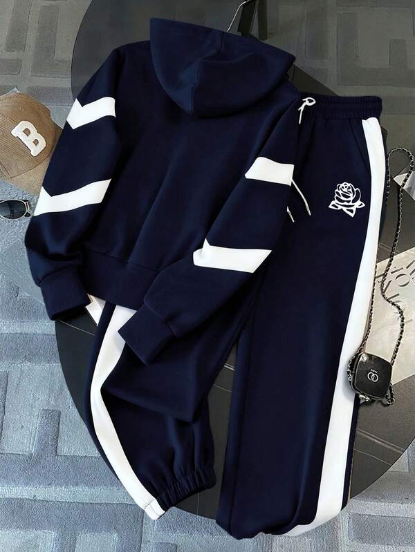 Conjunto Moletom Com Capuz Half Zip E Bordado Floral
