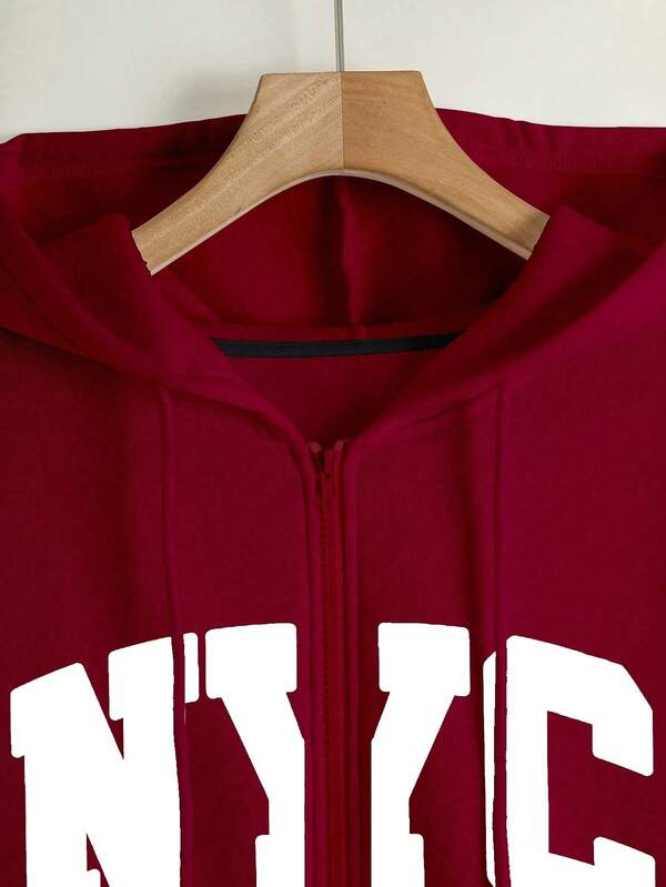 Moletom NYC Com Zíper E Estampa Varsity