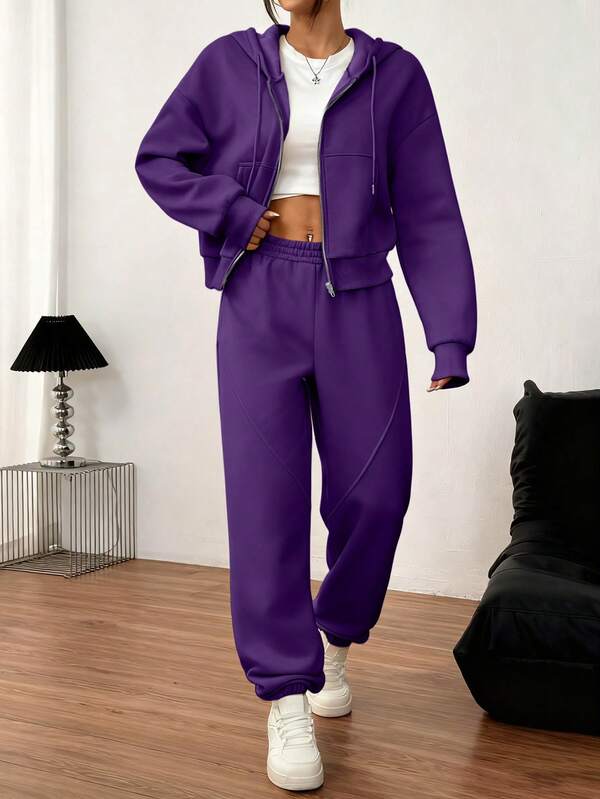 Conjunto Moletom Com Zíper E Calça Jogger Oversized