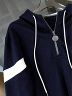 Conjunto Moletom Com Capuz Half Zip E Bordado Floral