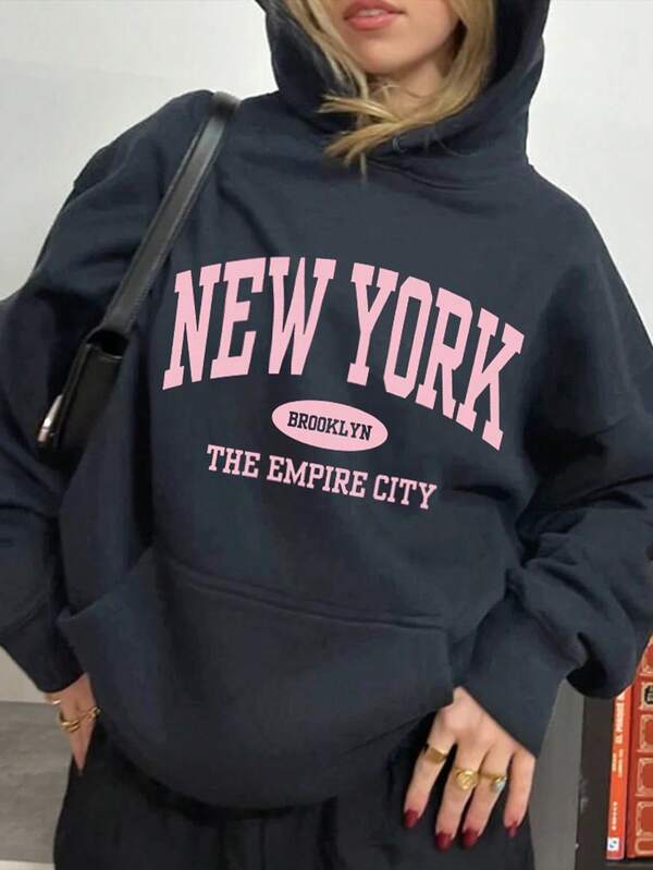 Moletom New York Brooklyn Com Capuz Peluciado