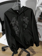 Moletom Com Zíper Gothic Cross Streetwear