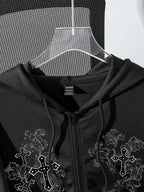 Moletom Com Zíper Gothic Cross Streetwear