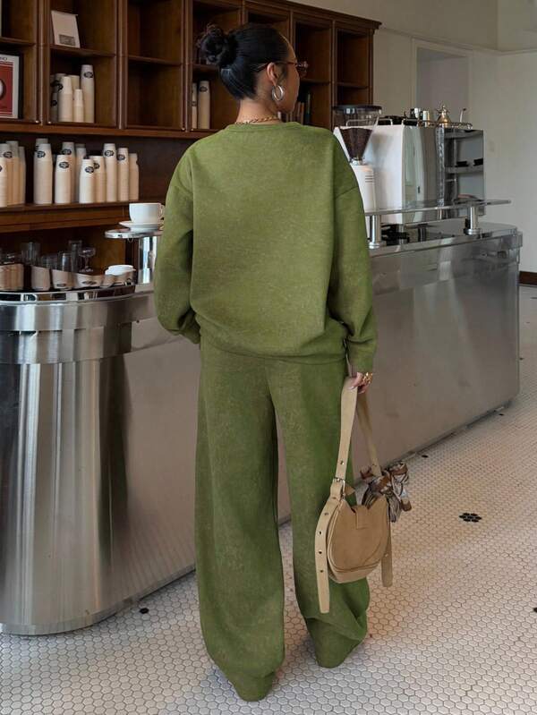 Conjunto Moletom Estonado Oversized Wide Leg Casual