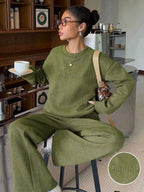 Conjunto Moletom Estonado Oversized Wide Leg Casual