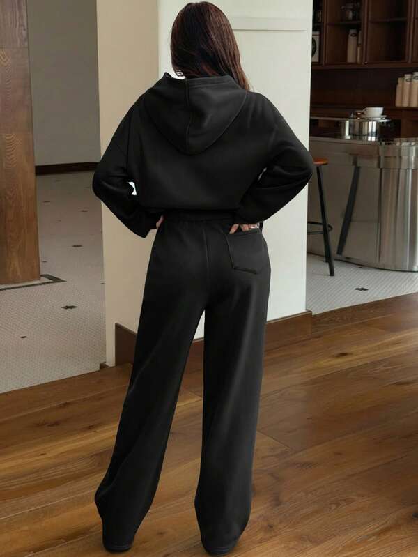 Conjunto Moletom Cropped Oversized Wide Leg Casual