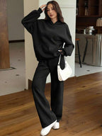 Conjunto Moletom Cropped Oversized Wide Leg Casual