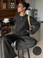 Conjunto Moletom Estonado Oversized Wide Leg Casual