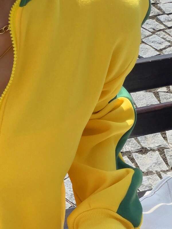 Moletom Feminino Brasil Zíper Gola Alta Casual