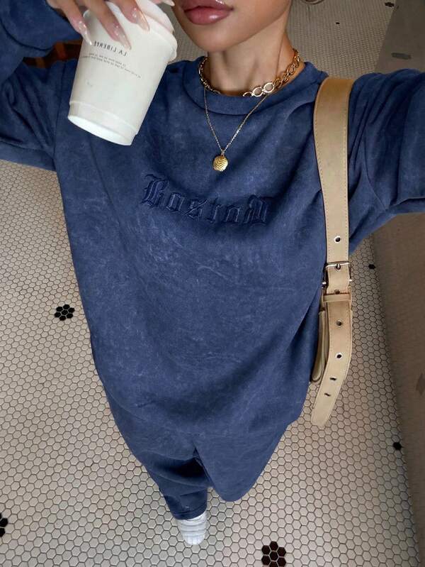 Conjunto Moletom Estonado Oversized Wide Leg Casual
