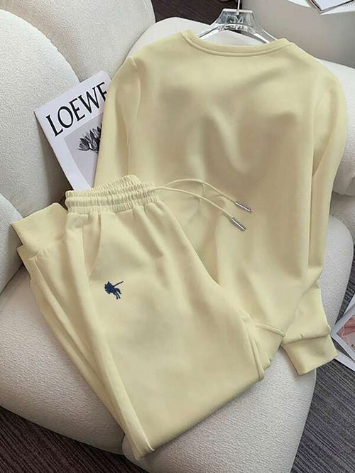 Conjunto Bordado Minimalista Com Moletom E Calça Jogger