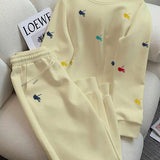 Conjunto Bordado Minimalista Com Moletom E Calça Jogger