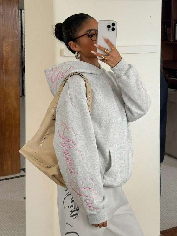 Moletom Oversized Script Hoodie Streetwear