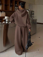 Conjunto Moletom Oversized Com Capuz Wide Leg Felpudo