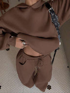 Conjunto Moletom Oversized Com Capuz Wide Leg Felpudo