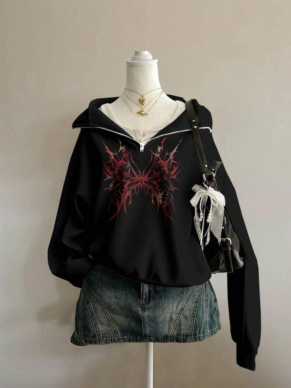 Moletom Ombro Caído Tribal Butterfly Streetwear