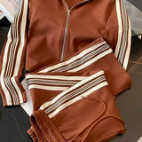Conjunto Esportivo Com Zíper E Listras Laterais