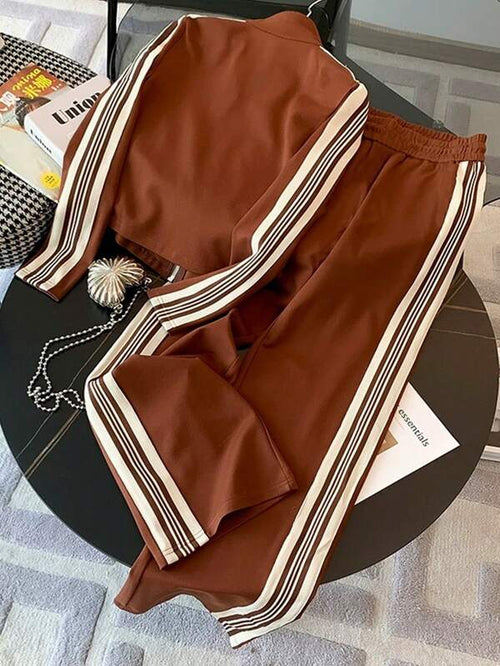 Conjunto Esportivo Com Zíper E Listras Laterais