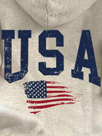 Moletom USA Com Bandeira E Capuz Peluciado