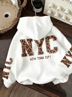 Moletom NYC Animal Print Com Capuz Oversized