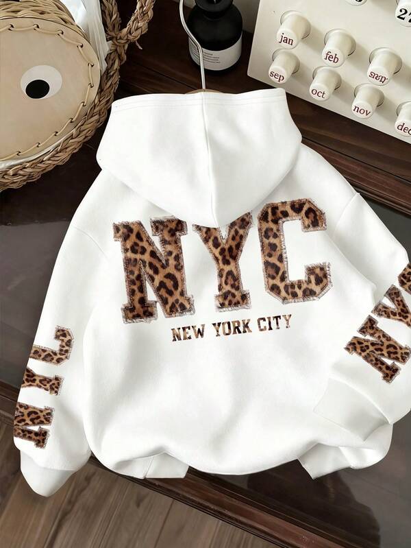 Moletom NYC Animal Print Com Capuz Oversized